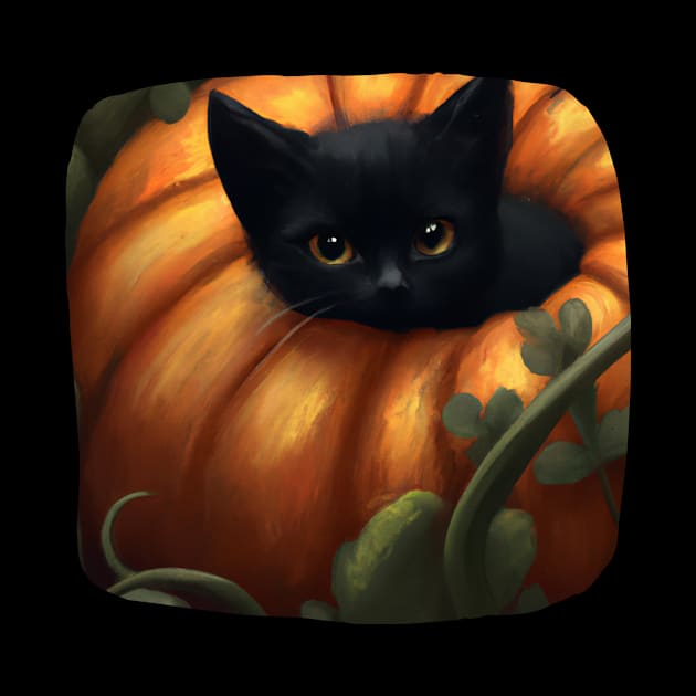 Cute Black Cat In Pumpkin by SillyShirts