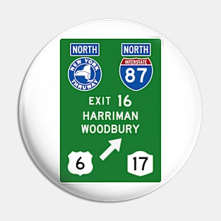 New York Thruway Northbound Exit 16: Harriman Woodbury Routes 6 and 17 Pin