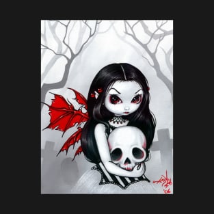 Creepy Cute Goth Fairy Girl with Skull T-Shirt