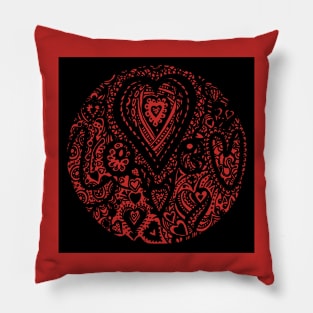 Valentine Circle of Hearts Black Surround Aussie Tangle - see Description Notes re Colours Pillow