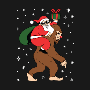 Santa Riding Bigfoot T-Shirt