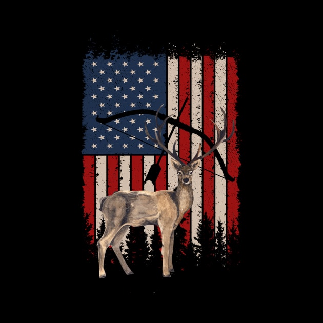 Deer Hunting American Flag by Quotes NK Tees