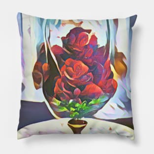Roses in Glass Vase Pillow