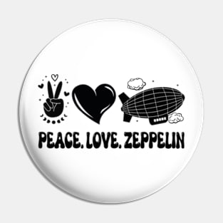 Womens Dirigible zeppelin Love Peace Airship Blimp Zeppelin Pin