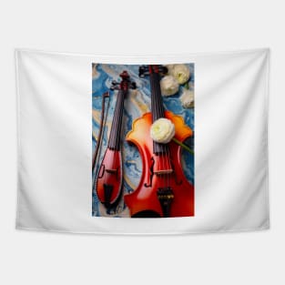 Pocket Violin With Baroque Violine And Flowers Tapestry