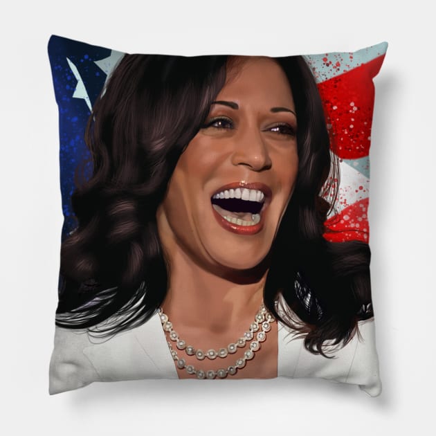 Vice President Kamala Harris Pillow by NESSHEAD