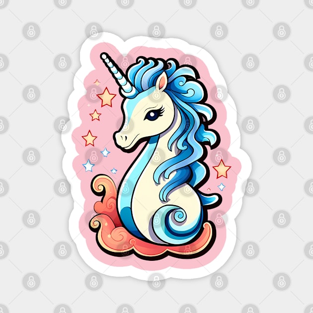 Magical Unicorn Seahorse Magnet by TaevasDesign