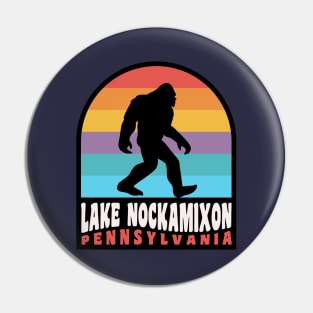 Lake Nockamixon Pennsylvania Bigfoot Sasquatch Retro Sunset Pin