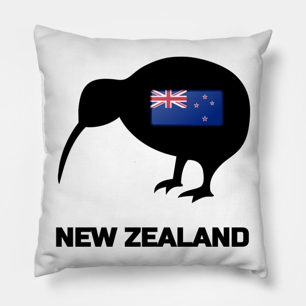 Kiwi Bird New Zealand Flag Pillow by johnnie2749