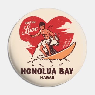 Vintage Surfing You'll Love Honolua Bay, Maui, Hawaii // Retro Surfer's Paradise Pin