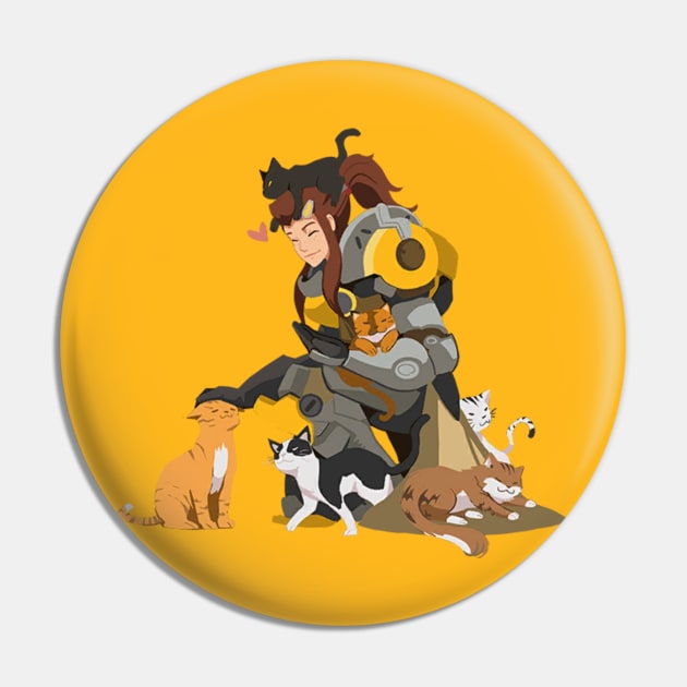 Brigitte and her Cats Pin by galacticshirts