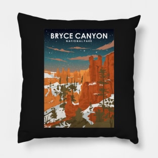 Bryce Canyon National Park at Night Vintage Minimal Travel Poster Pillow