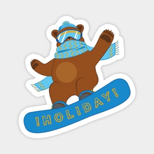 Snowboarding funny Bear Magnet