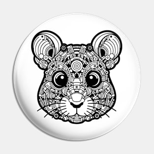 Biomechanical Mouse: An Advanced Futuristic Graphic Artwork with Abstract Line Patterns Pin