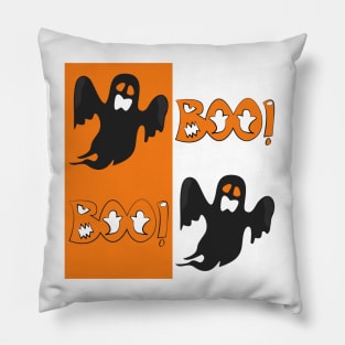 Halloween ghost boo on orange Pillow