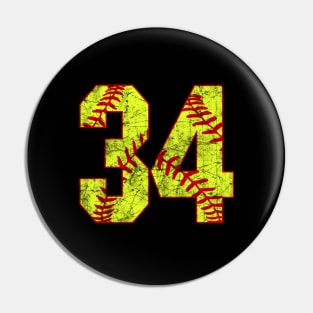 Fastpitch Softball Number 34 #34 Softball Shirt Jersey Uniform Favorite Player Biggest Fan Pin