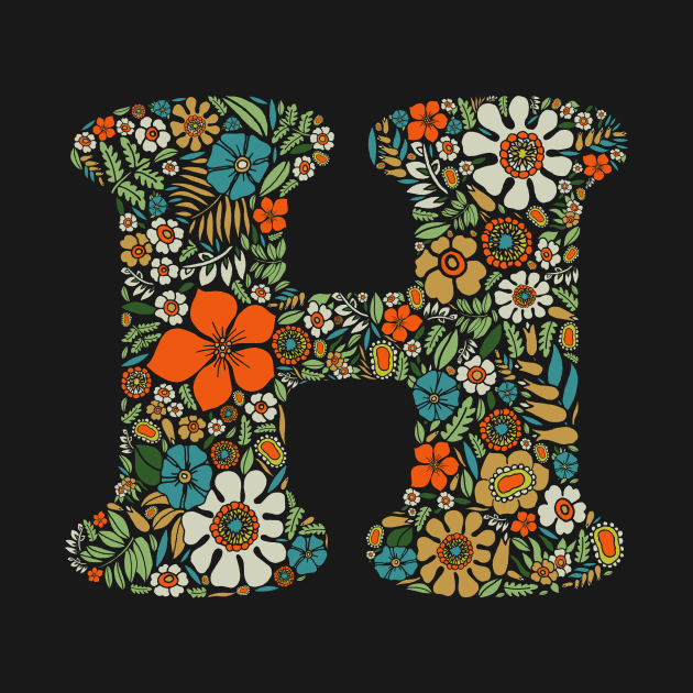 Hippie Floral Letter H by zeljkica