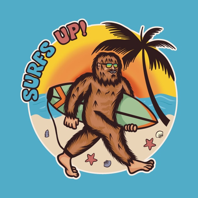 Surfs Up! Sasquatch at Beach - Ride the wave of summer spirits! by Malinda