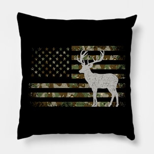 Deer USA flag camoflag  Hunting Hunter  Elk Buck vintage Pillow