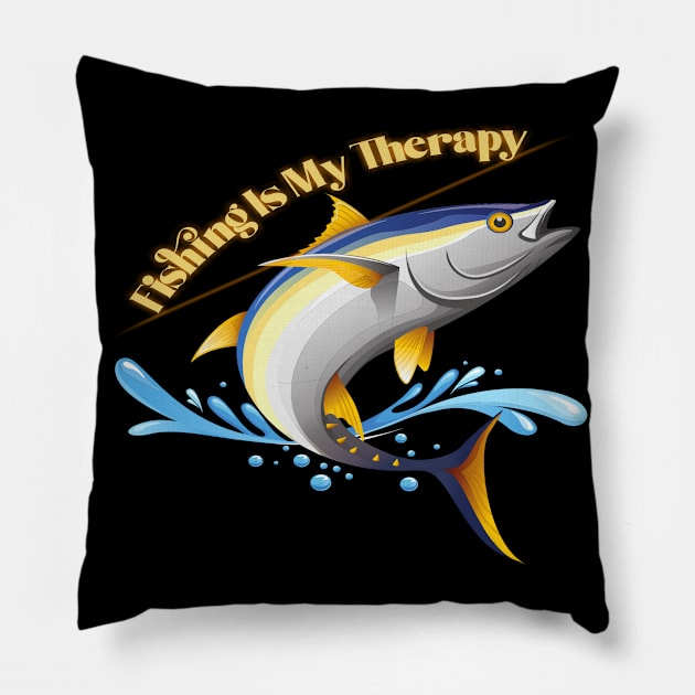 Fishing Is My Therapy Pillow by Animal Specials