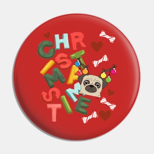 FUNNY Colorful CHRISTMAS Pug dog Pin