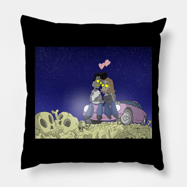 Date night in the apocalypse Pillow by DGToonbot