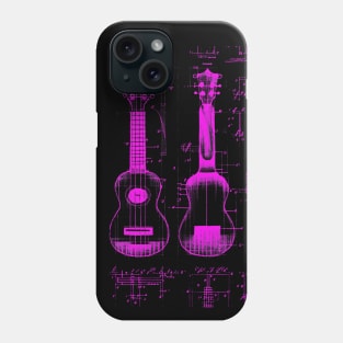 Neon Pink Ukulele Da Vinci Blueprint Phone Case