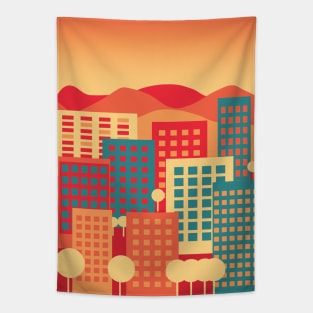 Warm colors of a cityscape Tapestry
