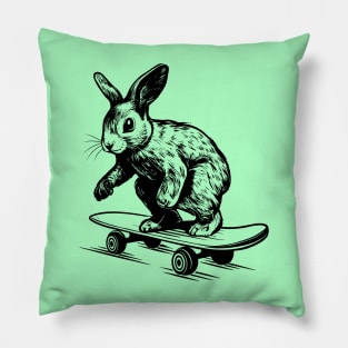 Rabbit Lover Bunny on Skateboard Pillow