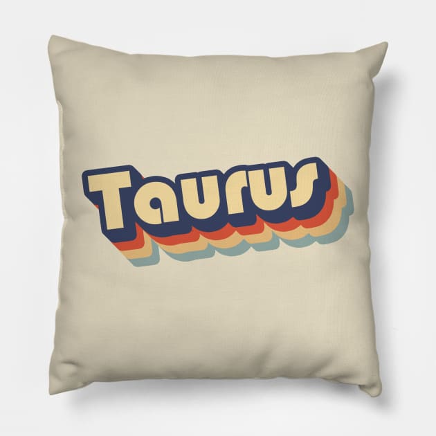 Taurus Retro '70s Pillow by kamagib@yahoo.com