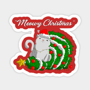 Meowy Christmas Magnet