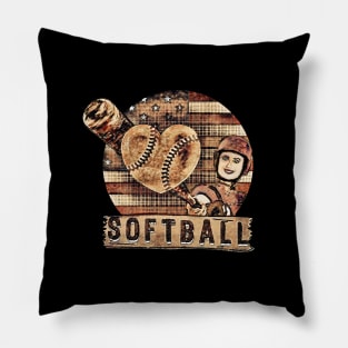Softball i love retro softball art birthday Pillow