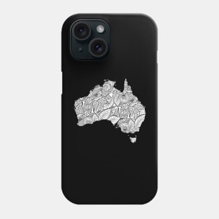 Mandala art map of Australia with text in white Phone Case