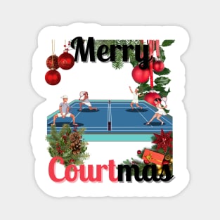 Merry Courtmas Christmas Tennis Magnet