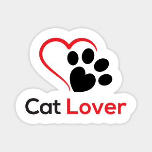 Cat Lover Quote Cat Paw and Heart Magnet