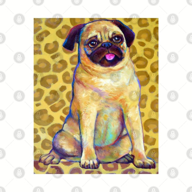 Funky Pug With Cheetah Print by RobertPhelpsArt