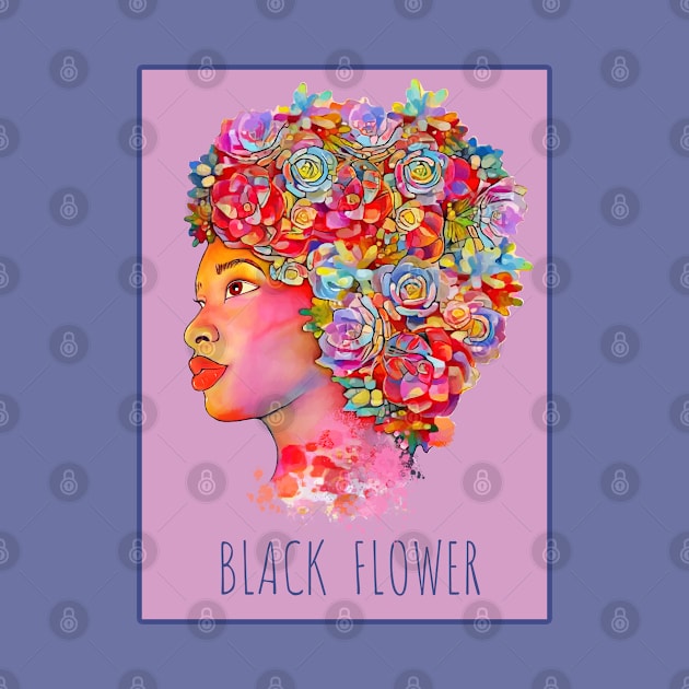 Black girl with floral hair, black lives matter, african american by Collagedream