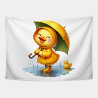 Cute Duck in the Rain Tapestry