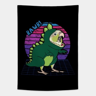 Aesthetic Vaporwave Dinosaur Cinnamon Conure Tapestry