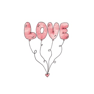 Love Valentine's Day Bubble Letter Balloons T-Shirt