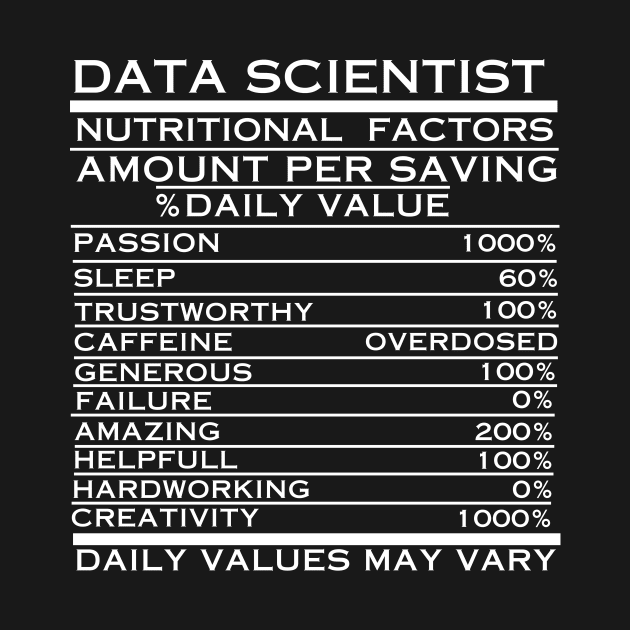 Data Scientist Nutritional  Factors Black by Shirt Tube