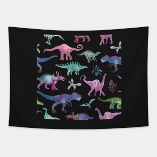 Dinosaurs hand painted multi pastel colors Tapestry