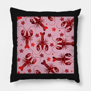 lobster love red on pink Pillow