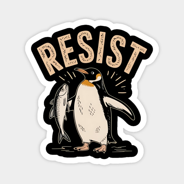 Resist Penguin Activism Protest Penguin Art Magnet by ArtistTee ⭐⭐⭐⭐⭐