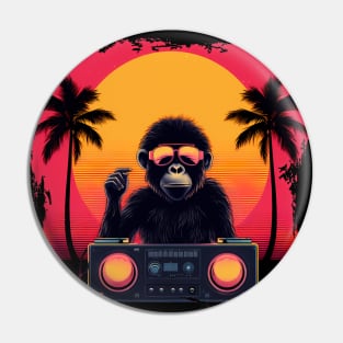 Cool summer monkey ape dj design Pin