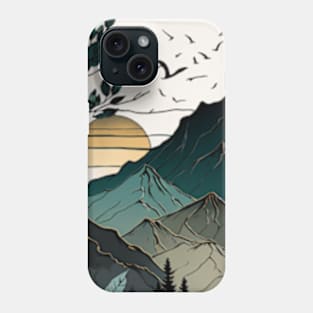 beautiful mountain view, vintage style Phone Case