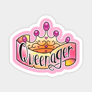 queenager tattoo banner and tiara Magnet