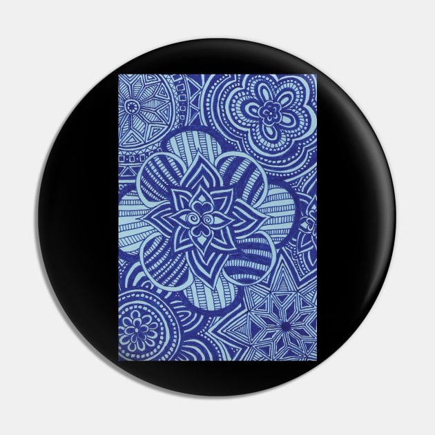 Cobalt Floral Snowflakes Pin by AmyMinori