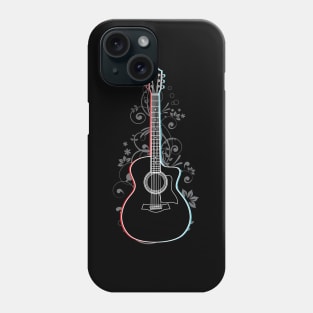 Acoustic Guitar 3D Outline Flowering Vines Phone Case