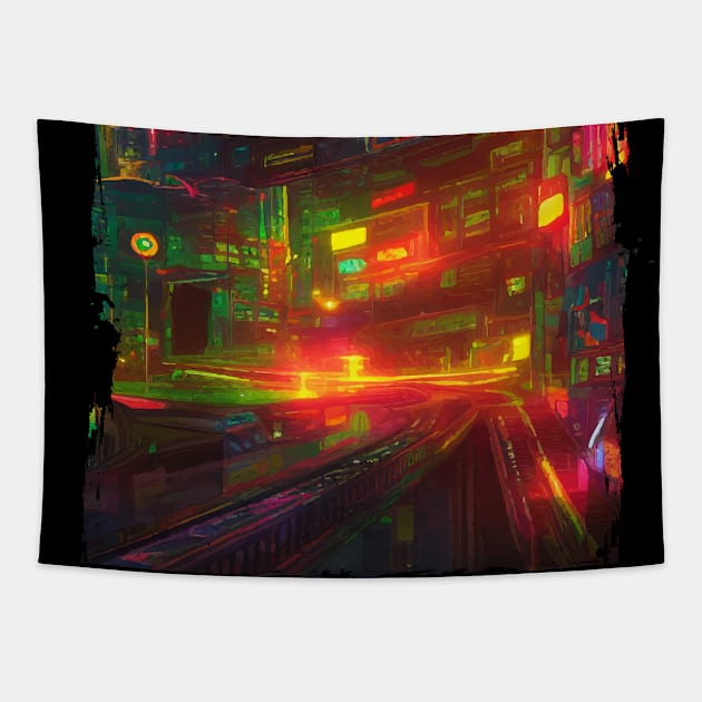 Japan Neon City Lights Tapestry by star trek fanart and more